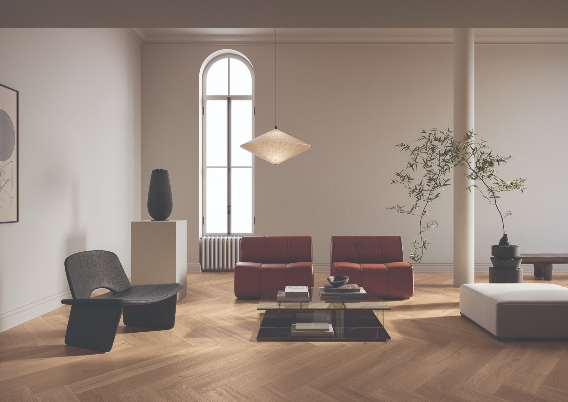 Paul Ceramiche OakThree Mid – Wohnzimmer mit Feinsteinzeug in Holzoptik